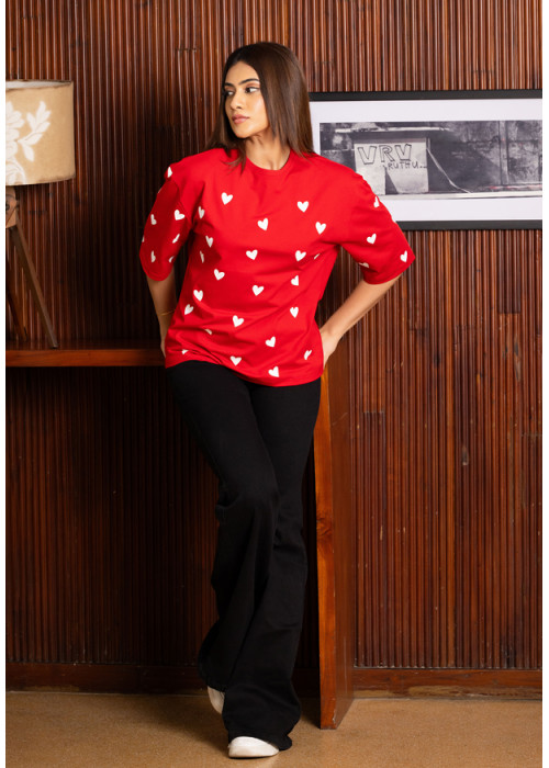 HEART PRINTED BAGGY T SHIRT HEART PRINTED BAGGY T SHIRT